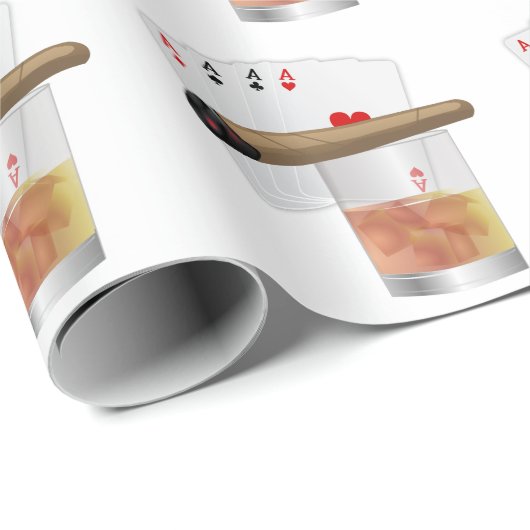 Four Aces, A Drink and Cigar Geschenkpapier (Rolleneckpunkt)