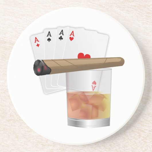 Four Aces, A Drink and Cigar Getränkeuntersetzer (Vorne)