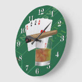 Four Aces, A Drink and Cigar Große Wanduhr (Winkel)