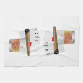 Four Aces, A Drink and Cigar Küchentuch (Horizontal)