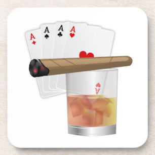 Four Aces, A Drink and Cigar Untersetzer