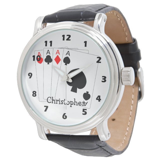 Four Aces Design Armbanduhr (Schrägansicht)