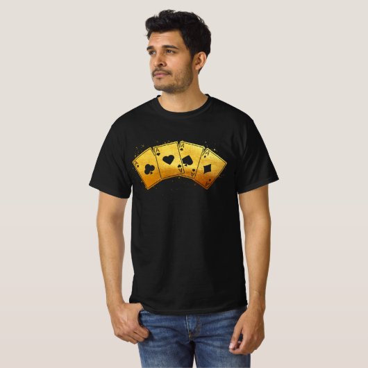 Four Aces Poker Pro Lucky Player Winner Costume Ha T-Shirt (Vorne ganz)