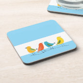 Four Birds Perched on a Twig Getränkeuntersetzer (Linke Seite)