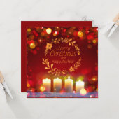 Four burning Advent candles and decoration. Karte (Vorderseite/Rückseite Beispiel)