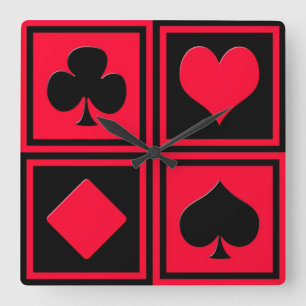Four card suits quadratische wanduhr