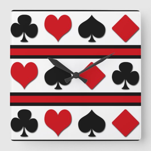 Four card suits quadratische wanduhr (Vorderseite)