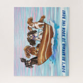 Four Cavalier King Charles Spaniels auf einem Boot Puzzle (Vertikal)