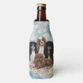 Four Cavalier King Charles Spaniels in Blume Flaschenkühler (Flaschenvorderseite)