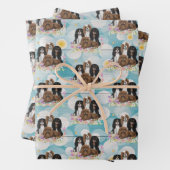 Four Cavalier King Charles Spaniels in Blume Geschenkpapier Set (Beispiel)