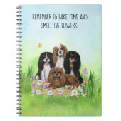 Four Cavalier King Charles Spaniels in Blume Notizblock (Vorderseite)