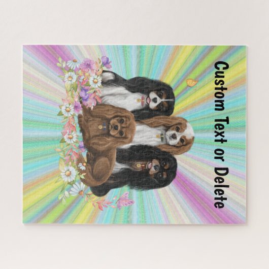 Four Cavalier King Charles Spaniels in Blume Puzzle (Horizontal)