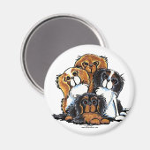 Four Cavalier King Charles Spaniels Magnet (Vorderseite/Rückseite)