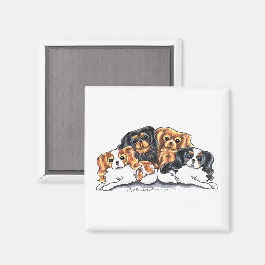 Four Cavalier King Charles Spaniels Magnet (Vorderseite/Rückseite)