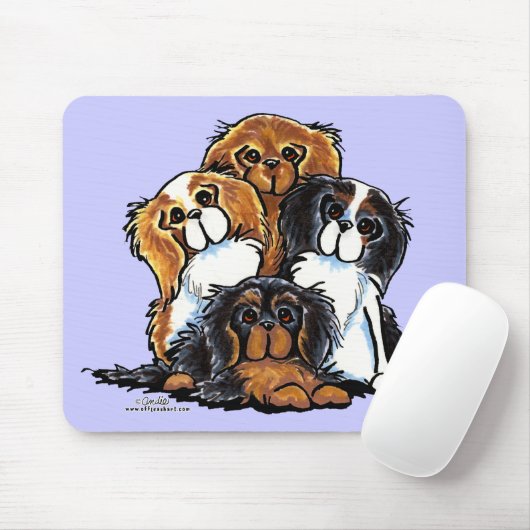 Four Cavalier King Charles Spaniels Mousepad (Mit Mouse)
