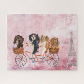 Four Cavalier King Charles Spaniels Riding a Bike Puzzle (Horizontal)