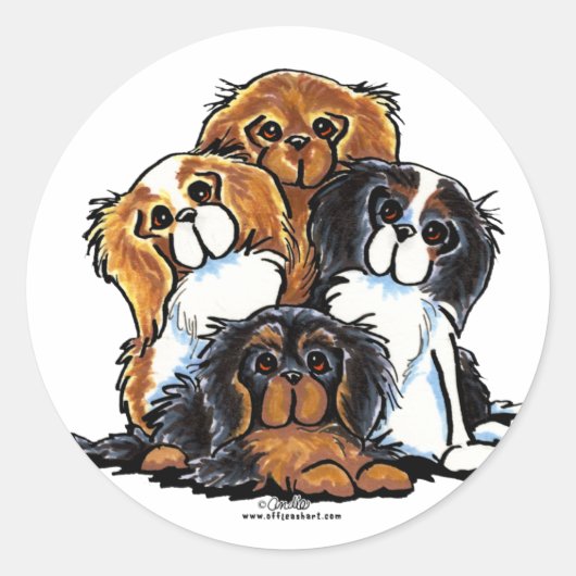 Four Cavalier King Charles Spaniels Runder Aufkleber (Vorderseite)