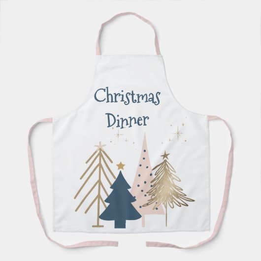 Four Christmas Trees in Green & Gold Named Schürze (Vorderseite)