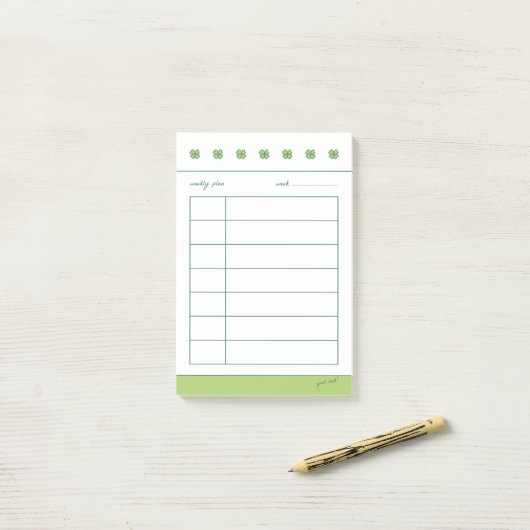 Four clover lucky weekly plans post-it klebezettel (Auf Schreibtisch)