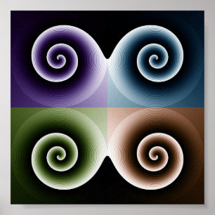Four Color Spiral Art Poster