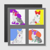 Four Corgis Magnetkarte (Vorne/Hinten)