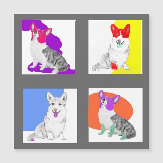 Four Corgis Magnetkarte (Vorderseite)