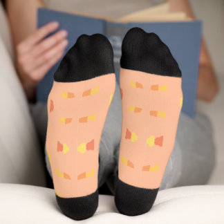 Four Corners Peach Yellow Tiled Pattern Socken