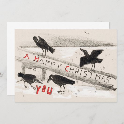 Four Crows Vintag Art Print Christmas (Vorne/Hinten)
