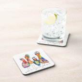Four Cute Colorful Whimsical Birds Getränkeuntersetzer (Rechte Seite)