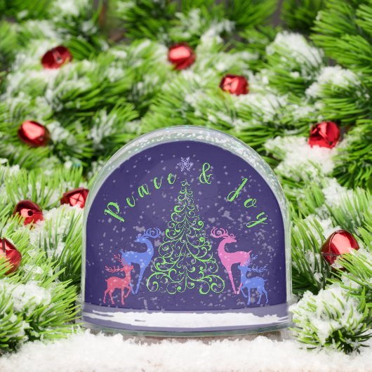 Four Deer & a Christmas Tree Peace & Joy Schneekugeln (Weihnachten)