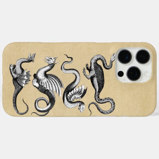 Four Dragons Sepia Case-Mate iPhone Hülle (Rückseite (Horizontal))