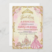 Four Ever A Princess Pink Girl 4th Birthday Party Einladung (Vorne/Hinten)