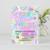 Four Ever Fabulous Rainbow Spa Makeup Geburtstag Einladung (Stehend Vorderseite)
