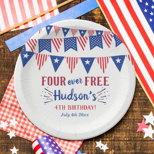 Four Ever Free! 4. Juli 4. Geburtstagsfeier Pappteller