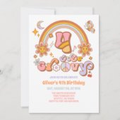 Four Ever Groovy Retro 4th Birthday Invitation Einladung (Vorderseite)