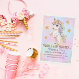 Four Ever Magical, Unicorn 4th Birthday Einladung