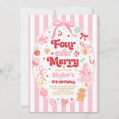 Four Ever Merry Weihnachtsbogen 4. Geburtstag Einladung (Vorderseite)