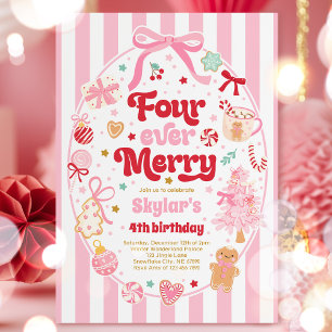 Four Ever Merry Weihnachtsbogen 4. Geburtstag Einladung
