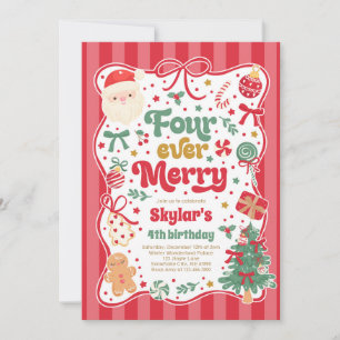 Four Ever Merry Weihnachtsbogen 4. Geburtstag Einladung