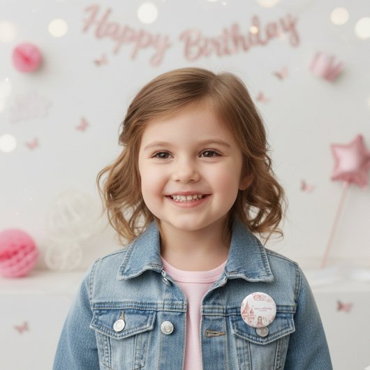 Four Ever Princess Castle Unicorn 4th Birthday Button