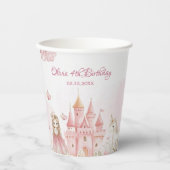 Four Ever Princess Castle Unicorn 4th Birthday Pappbecher (Vorderseite)