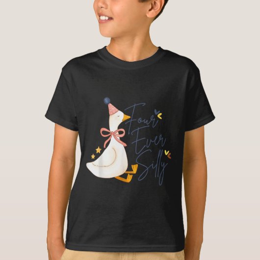 Four Ever Silly Funny Silly Goose 4th Birthday  T-Shirt (Vorderseite)
