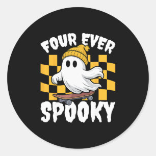 Four Ever Spooky 4. Geburtstag Skateboarding Hallo Runder Aufkleber