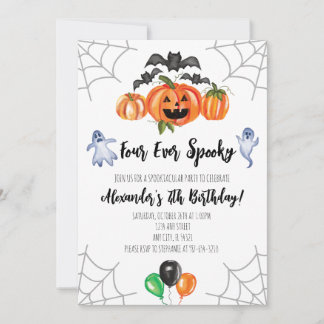 Four Ever Spooky Halloween 4th Birthday Invitation Einladung