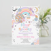 Four Ever Spooky Halloween Groovy Ghost Birthday Einladung (Stehend Vorderseite)