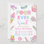 Four Ever Sweet Birthday Invitation, Candy Sweet Einladung (Vorderseite)