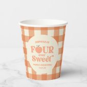 Four Ever Sweet Peach Fruit 4th Birthday Party Pappbecher (Vorderseite)