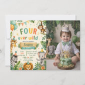 Four Ever Wild 4. Geburtstagsfeier Einladung (Vorderseite)
