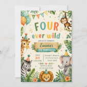 Four Ever Wild 4. Geburtstagsfeier Einladung (Vorderseite)