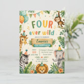 Four Ever Wild 4. Geburtstagsfeier Einladung (Stehend Vorderseite)